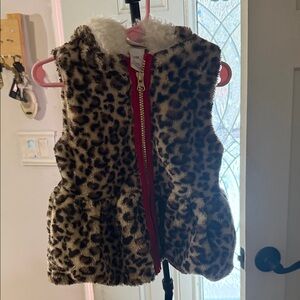 Little Lass Leopard Print Vest with Red Zipper